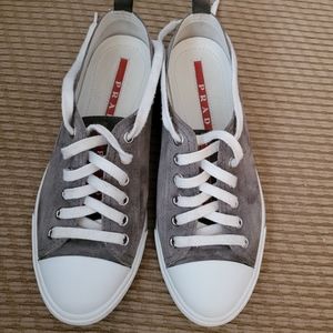 Prada ladies suede and leather sneakers